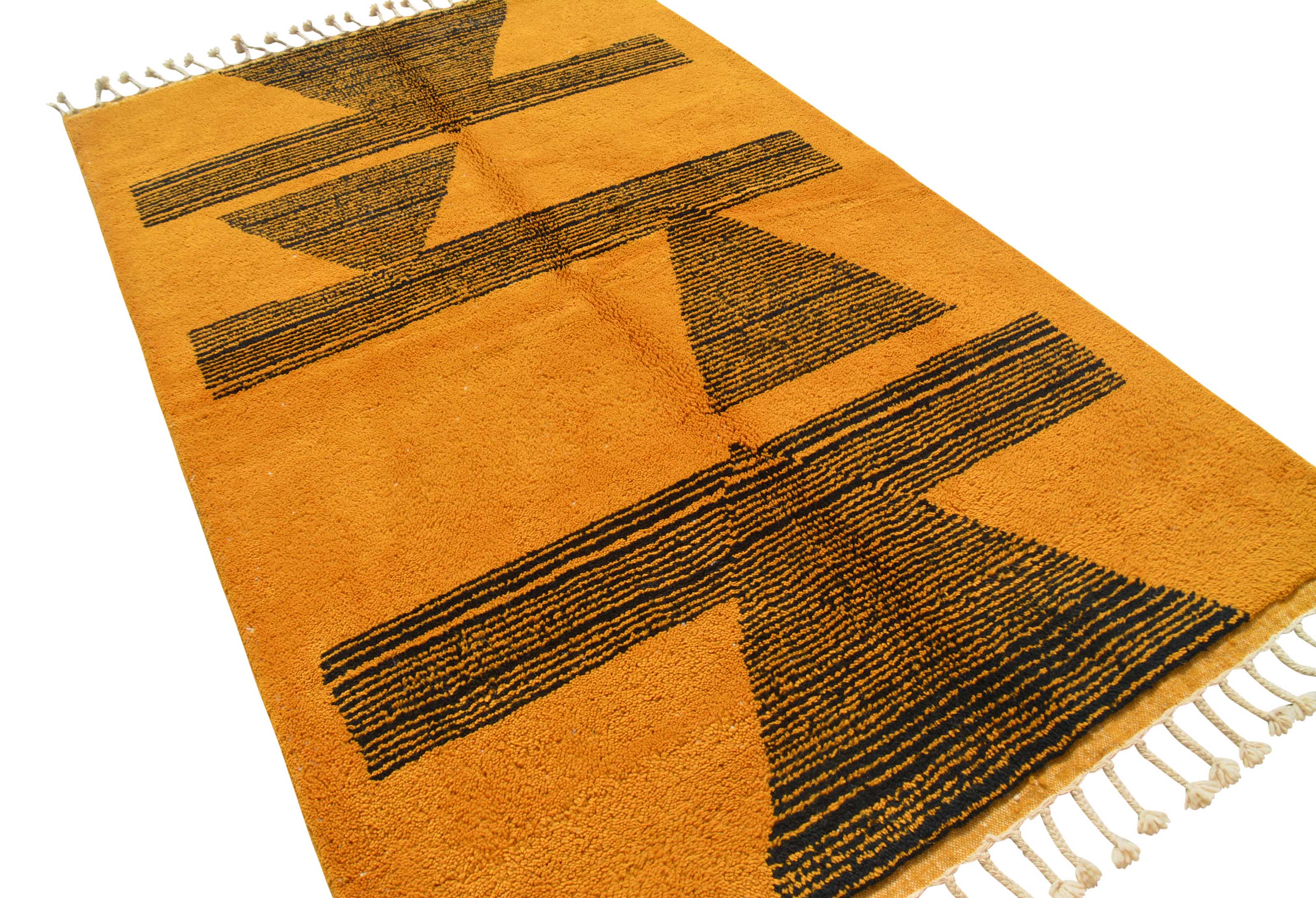 Starter (5'0" x 8'2") - Abstract Orange & Black Geometric Pyramid Azilal Rug - Image 5