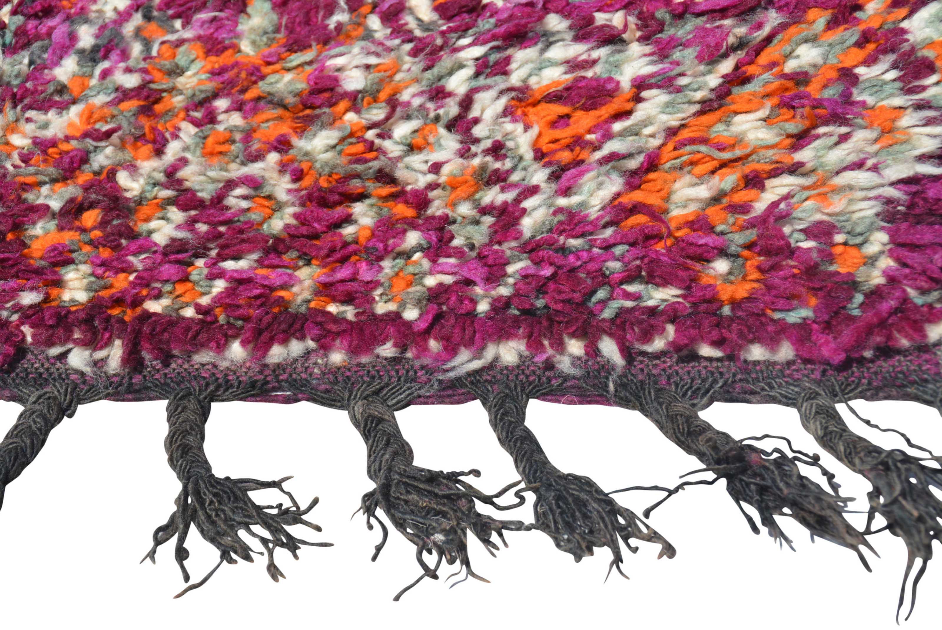 Strawberry Fields (5'9" x 11') – Vintage Magenta Geometric Boujaad Moroccan Area Rug - Image 3