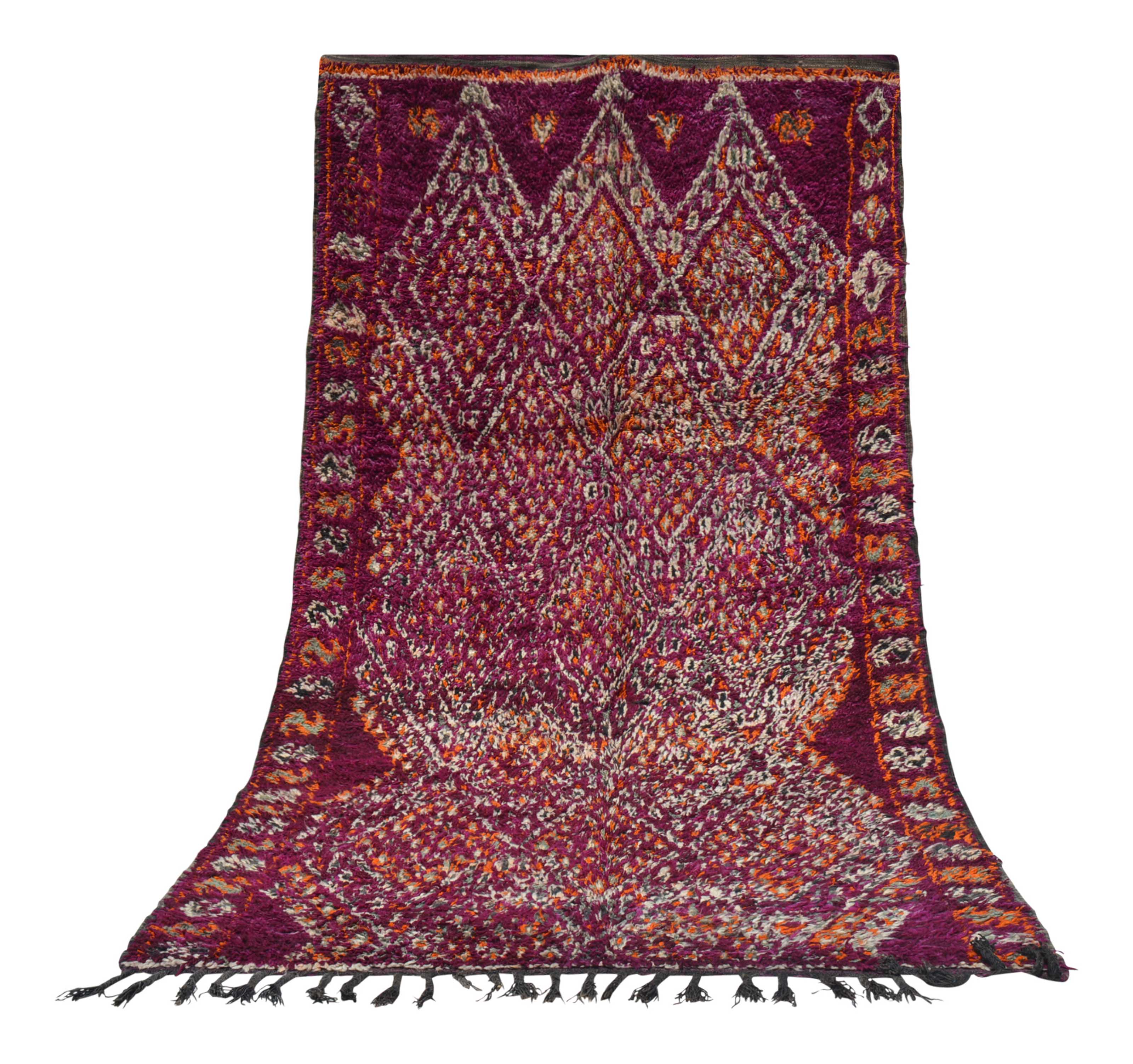 Strawberry Fields (5'9" x 11') – Vintage Magenta Geometric Boujaad Moroccan Area Rug - Image 6