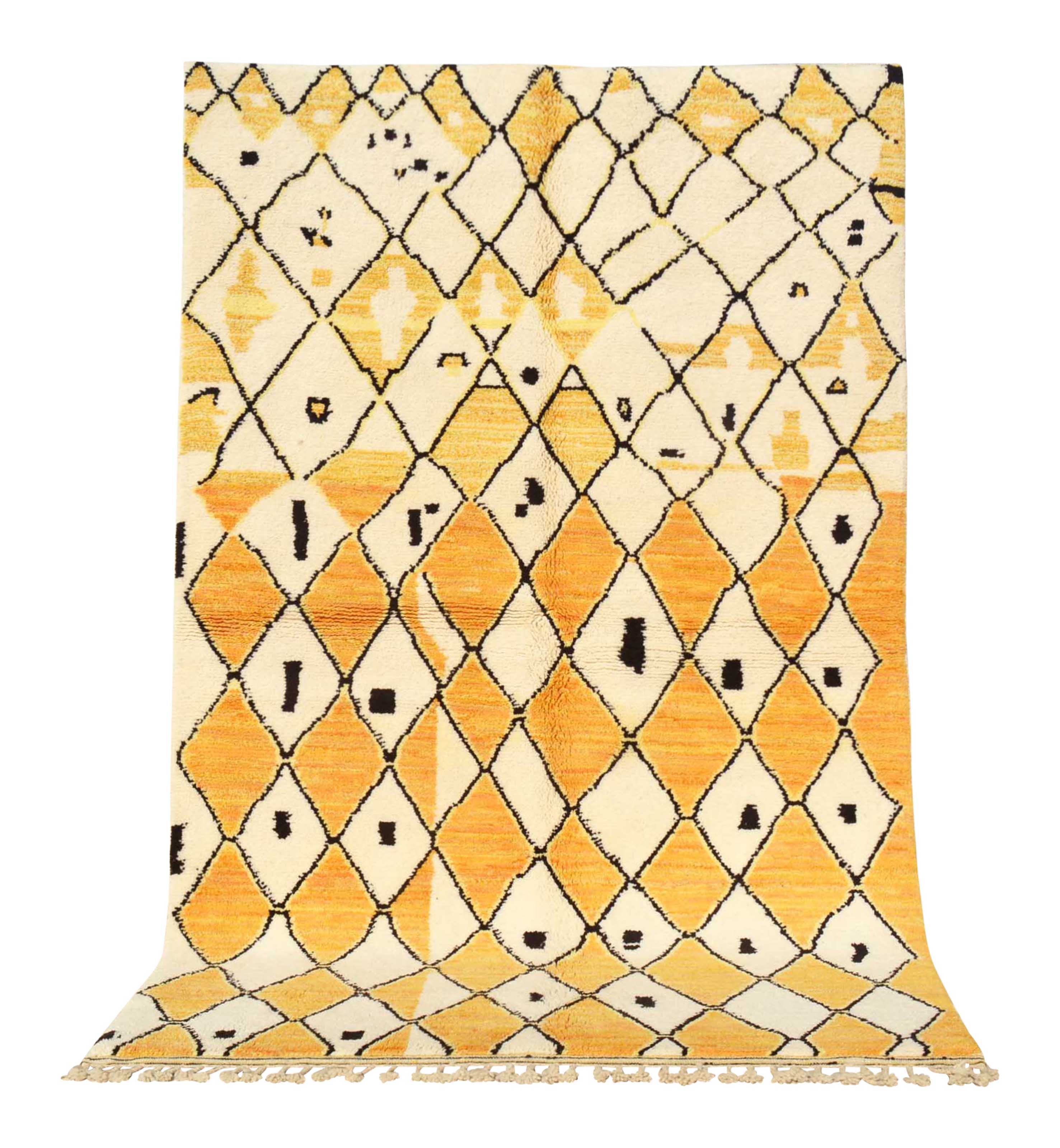 Sunflare (5'2" x 8'0") - Yellow Diamond Lattice Azilal Rug - Hand-Knotted Wool - Image 6