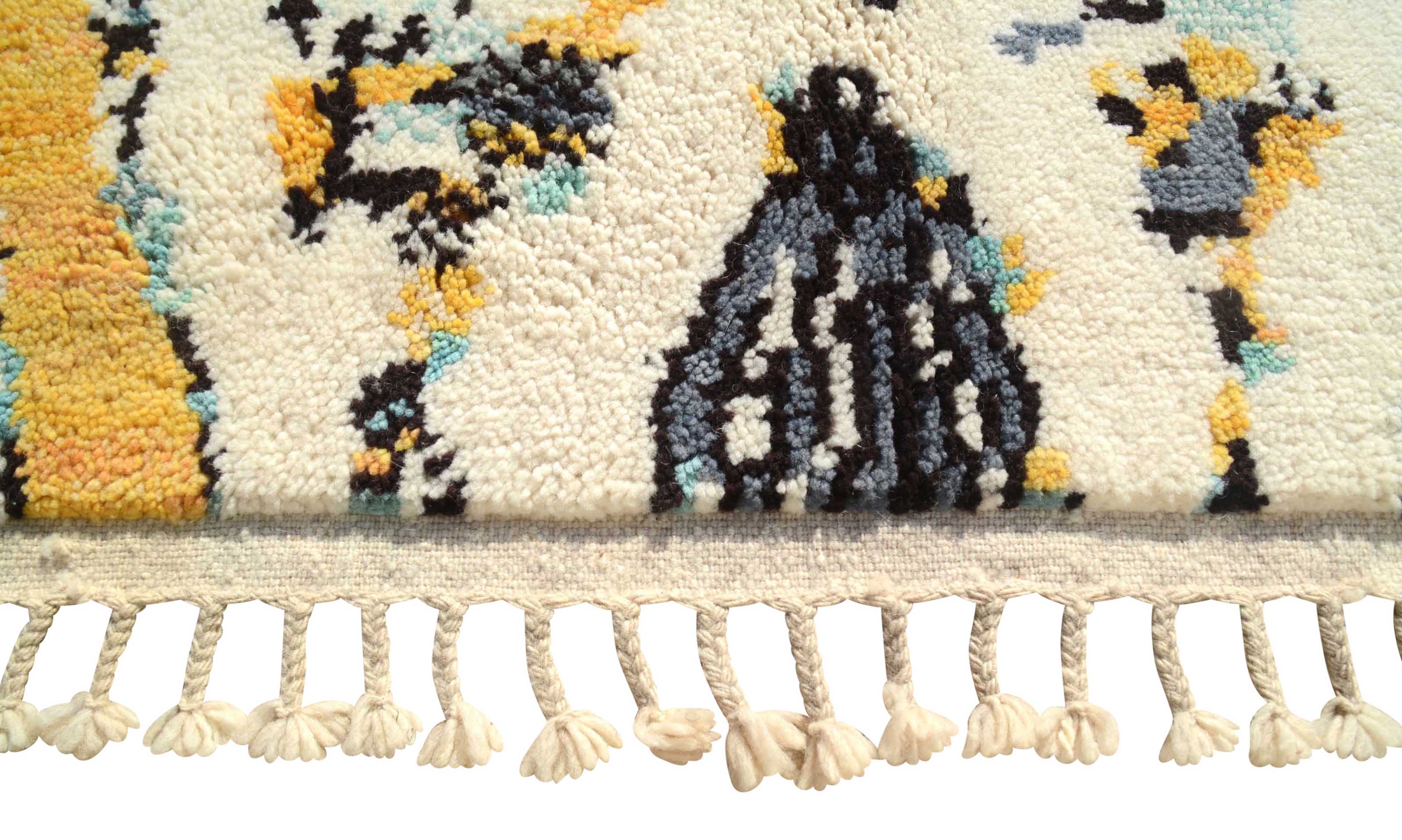 SunLoom (5'0" x 8'0") - Abstract Yellow & Blue Arch Azilal Rug - Image 3