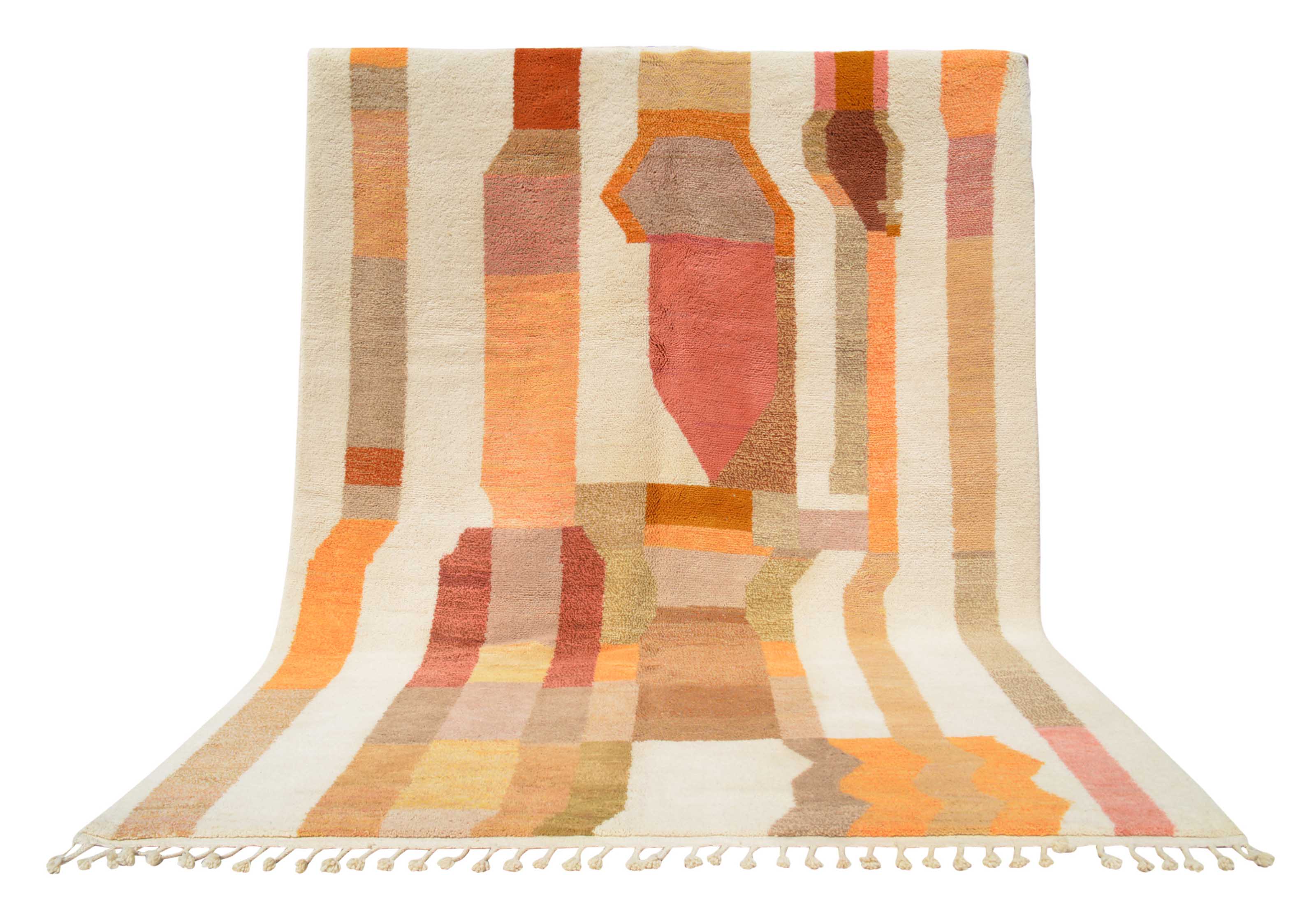 Sunset Geometry (8'0" x 10'2") - Abstract Orange & Pink Boujaad Rug - Hand-Dyed Wool - Image 6
