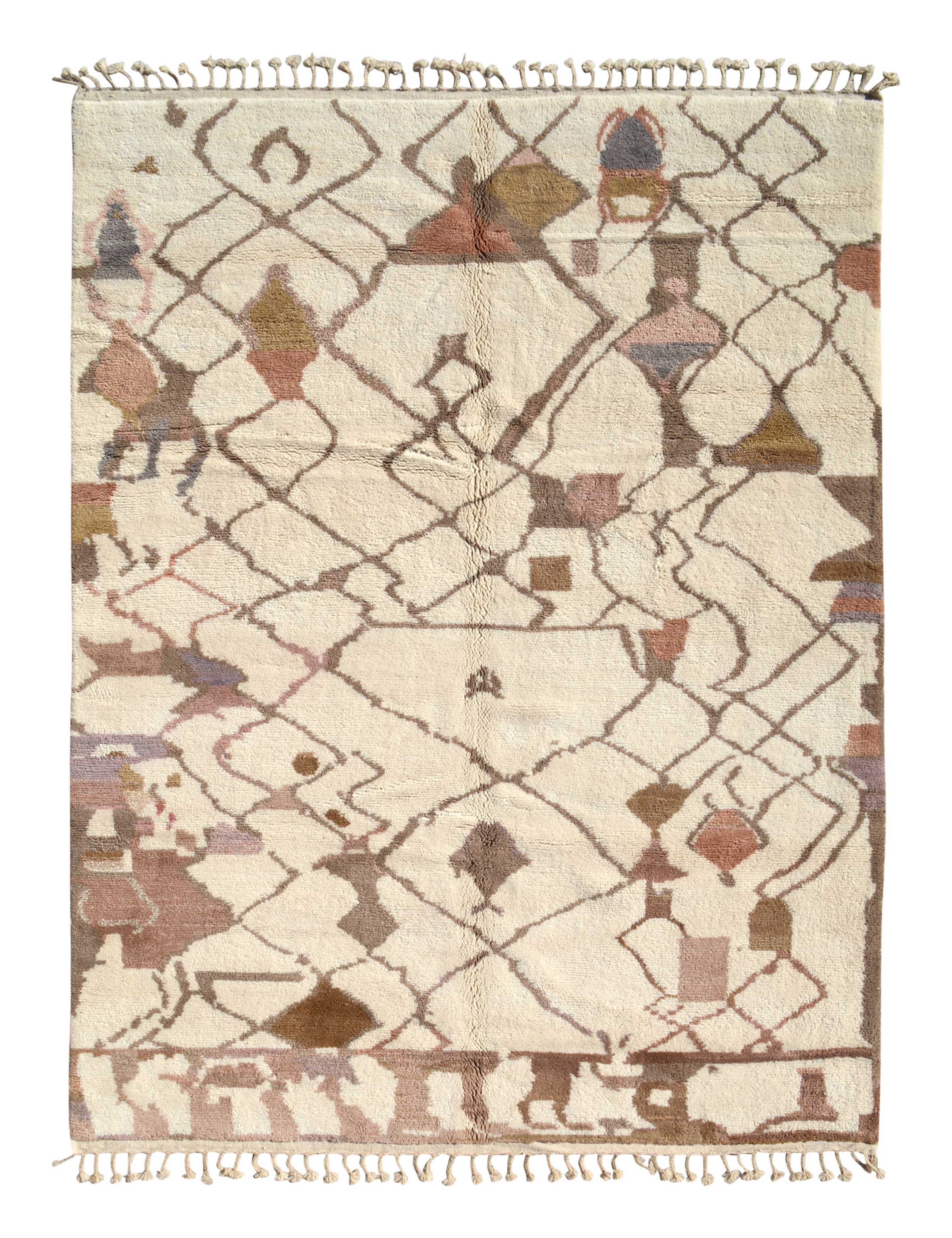 Terra Tones (8'0" x 10'2") - Earthy Geometric Azilal Rug - Hand-Knotted Wool