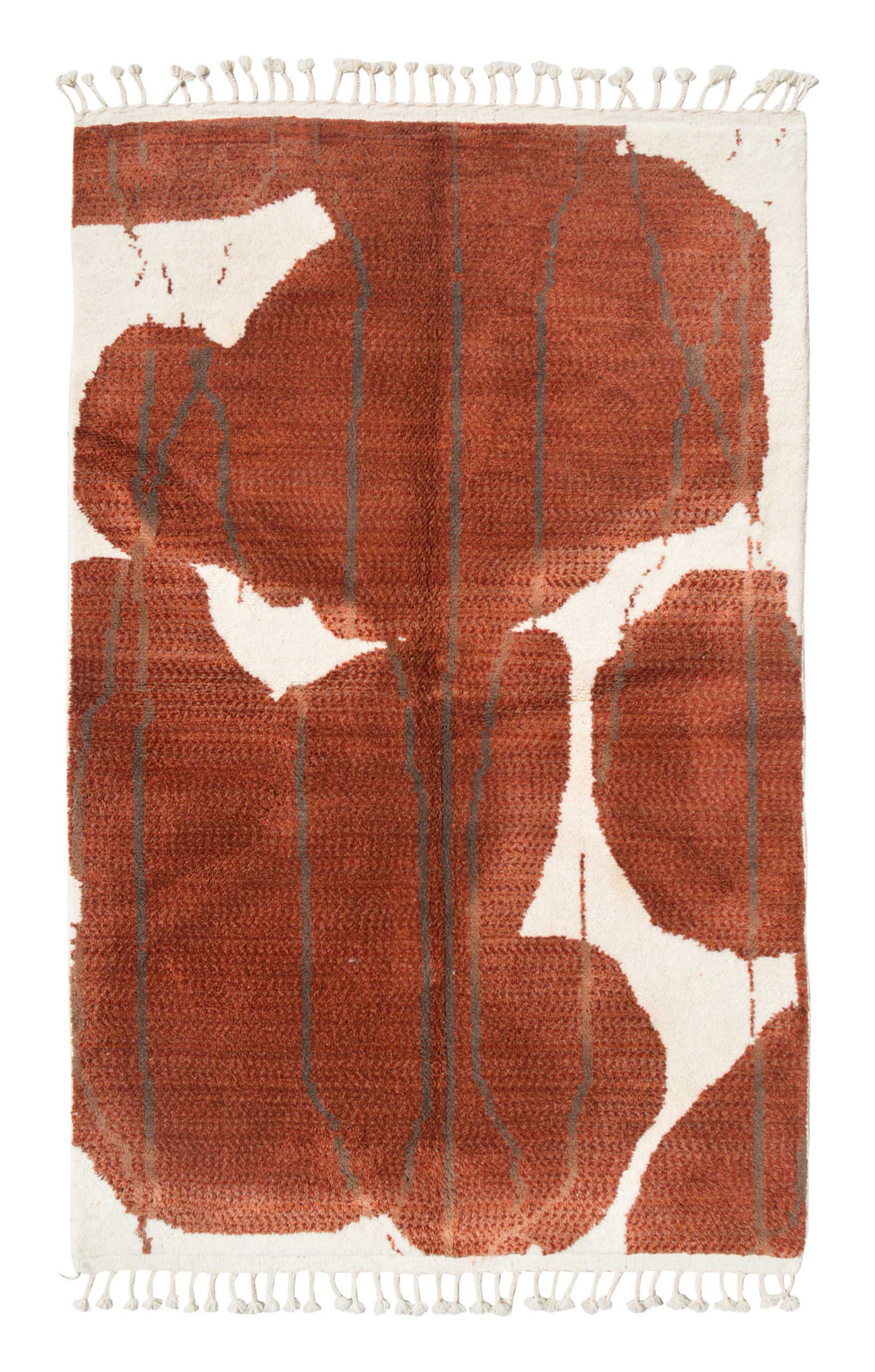 TerraFlow (5'2" x 7'10") - Abstract Red Brick Boujaad Rug - Hand-Dyed Wool