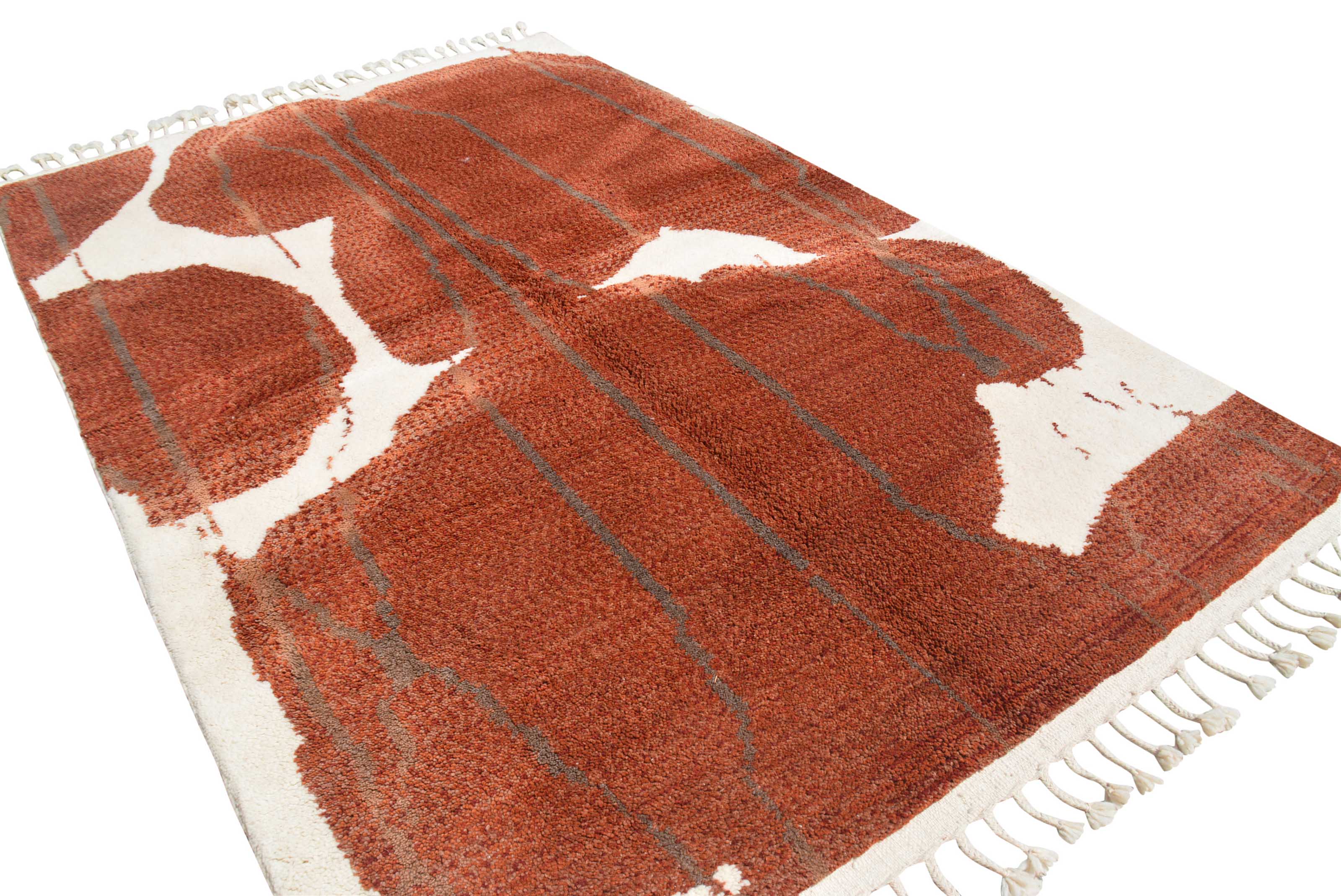 TerraFlow (5'2" x 7'10") - Abstract Red Brick Boujaad Rug - Hand-Dyed Wool - Image 2