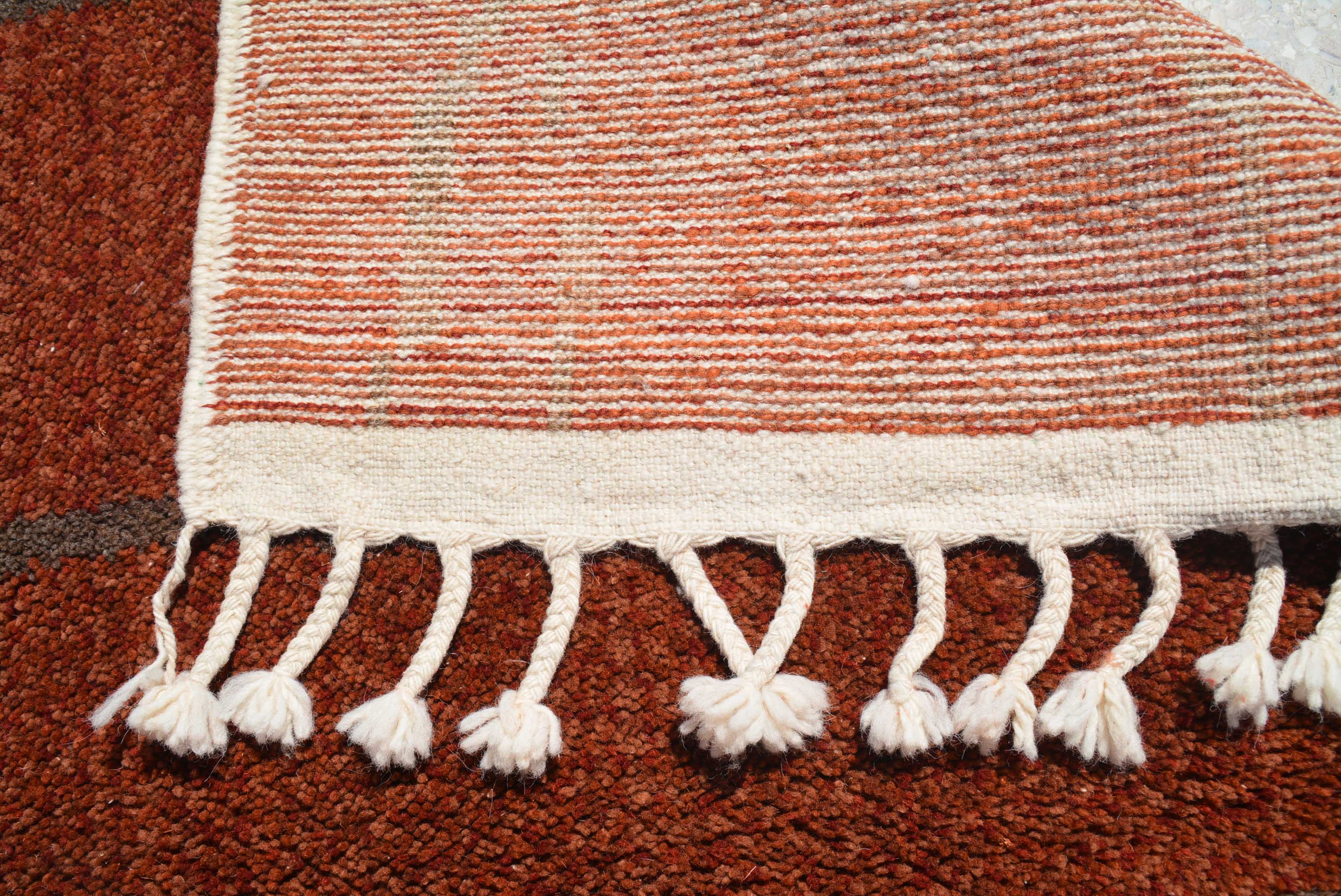 TerraFlow (5'2" x 7'10") - Abstract Red Brick Boujaad Rug - Hand-Dyed Wool - Image 4