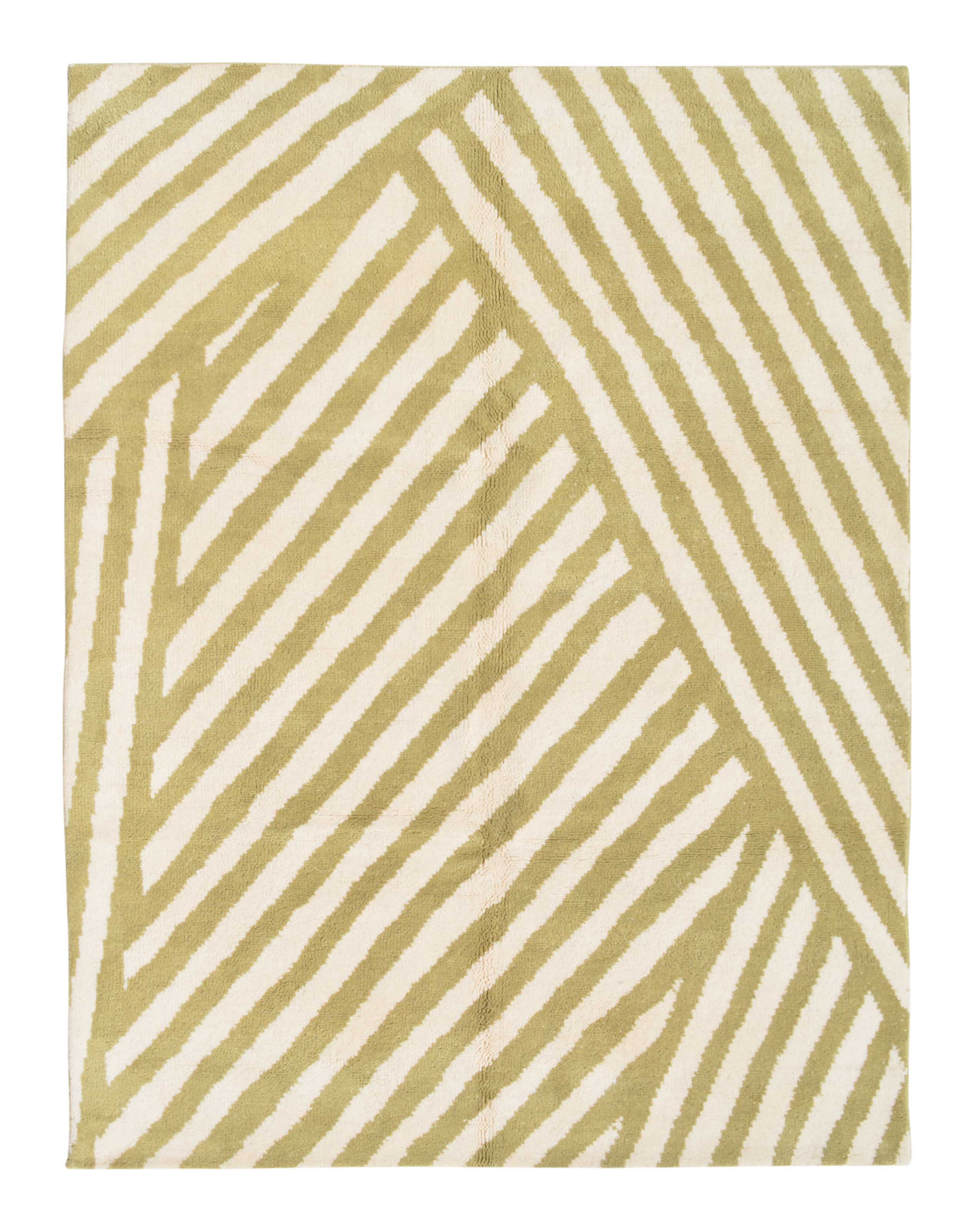 The Magic (7'10" x 10'4") - Light Green Geometric Berber Rug - Hand-Knotted Wool