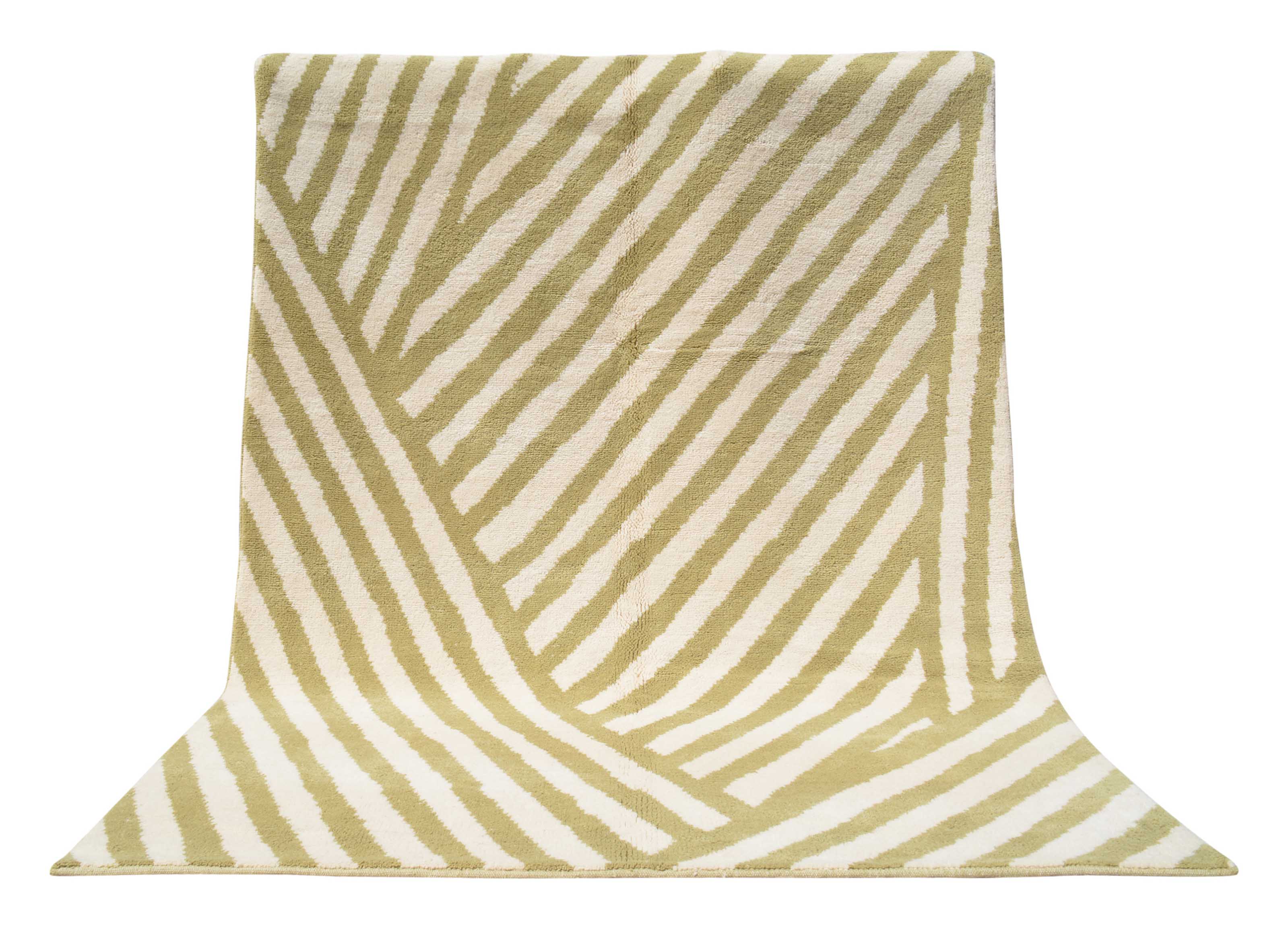The Magic (7'10" x 10'4") - Light Green Geometric Berber Rug - Hand-Knotted Wool - Image 5
