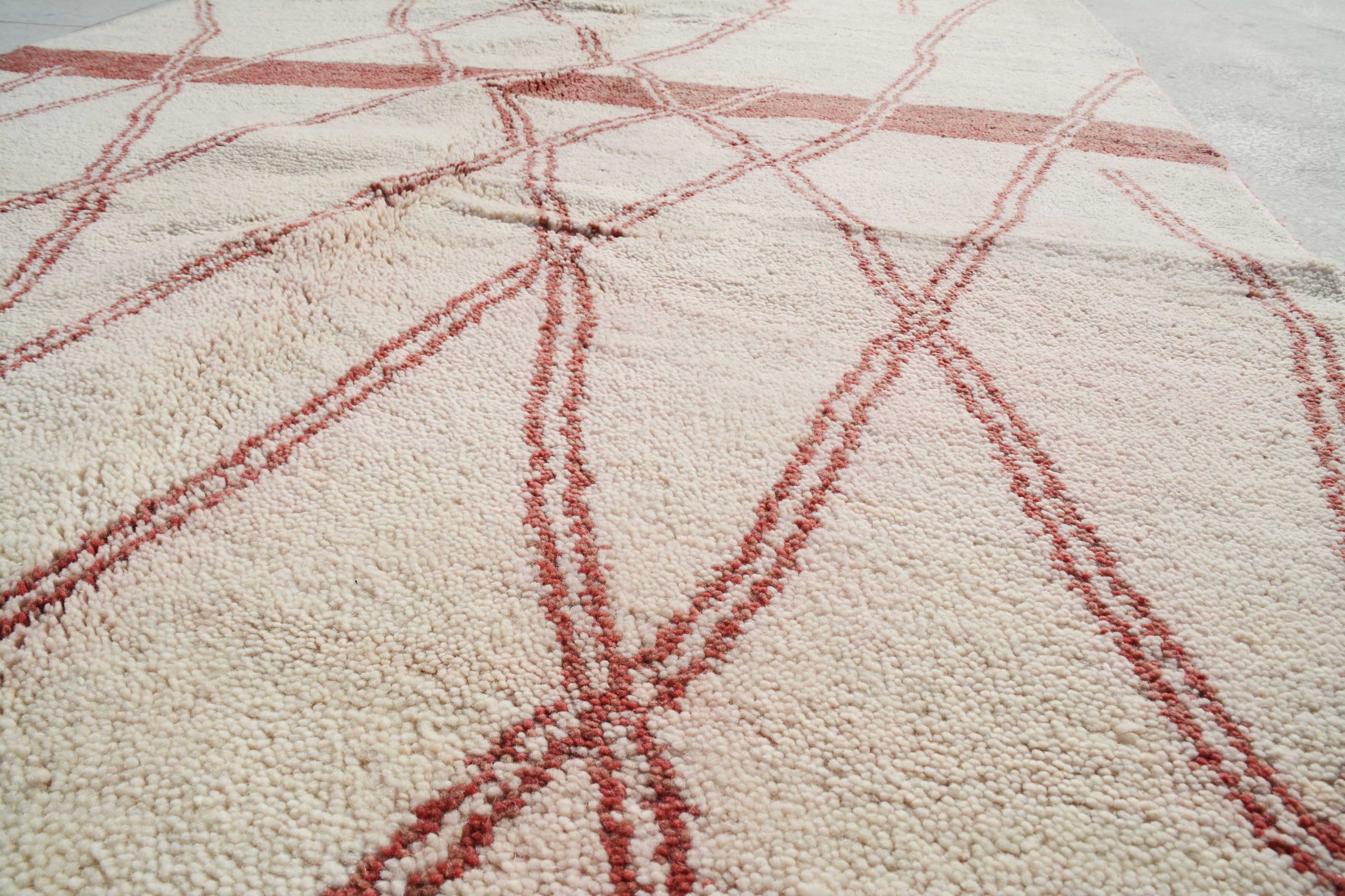 To Love (5'0" x 8'0") - Abstract Burgundy & Cream Diamond Berber Rug - Image 2
