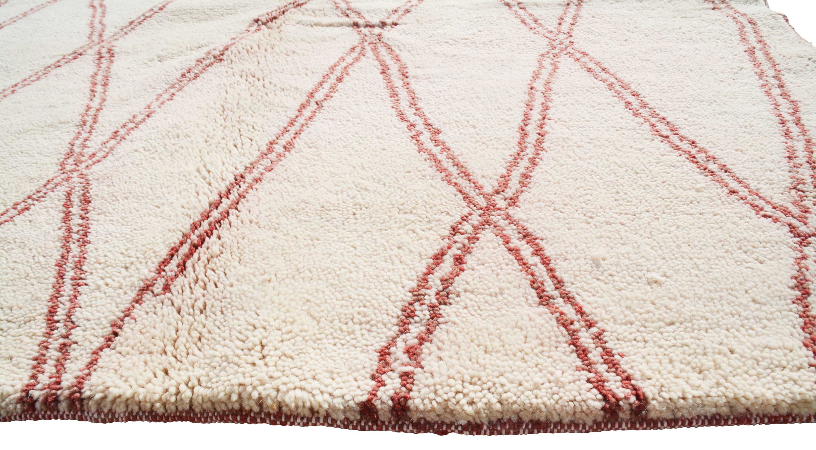 To Love (5'0" x 8'0") - Abstract Burgundy & Cream Diamond Berber Rug - Image 3