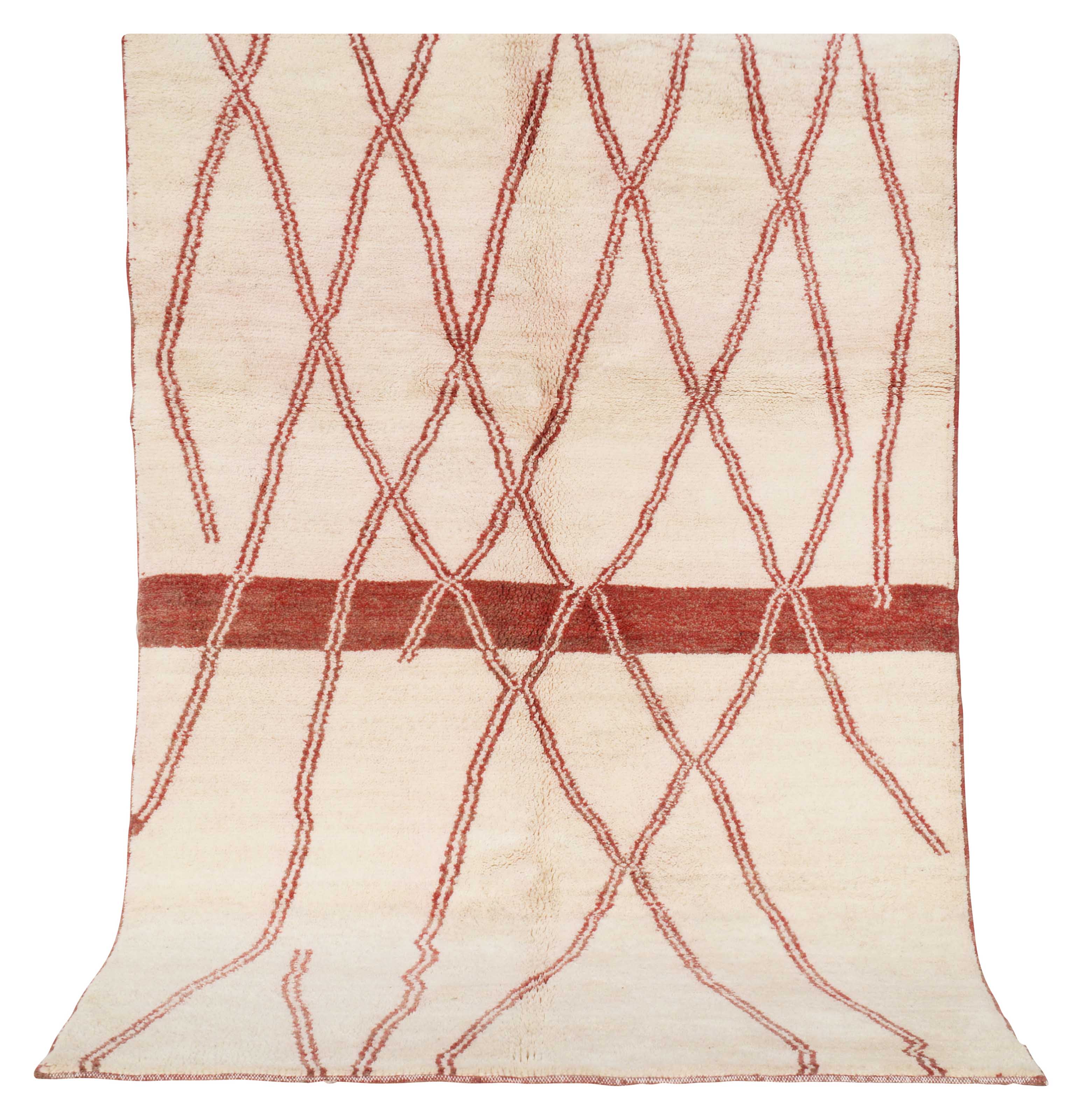 To Love (5'0" x 8'0") - Abstract Burgundy & Cream Diamond Berber Rug - Image 6
