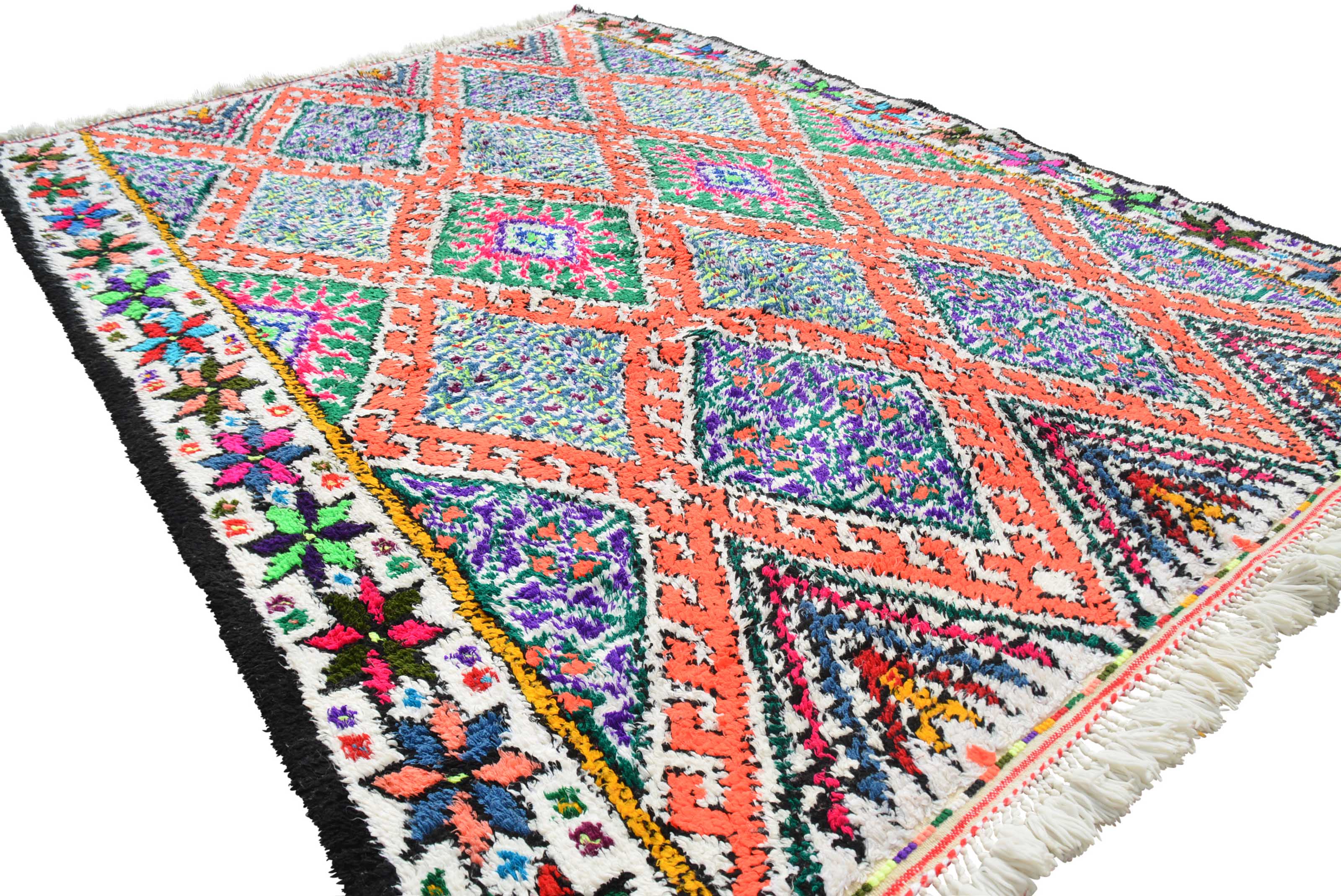 Truly Living (5'8" x 8'2") – Vintage Neon Diamond Azilal Moroccan Area Rug - Image 5