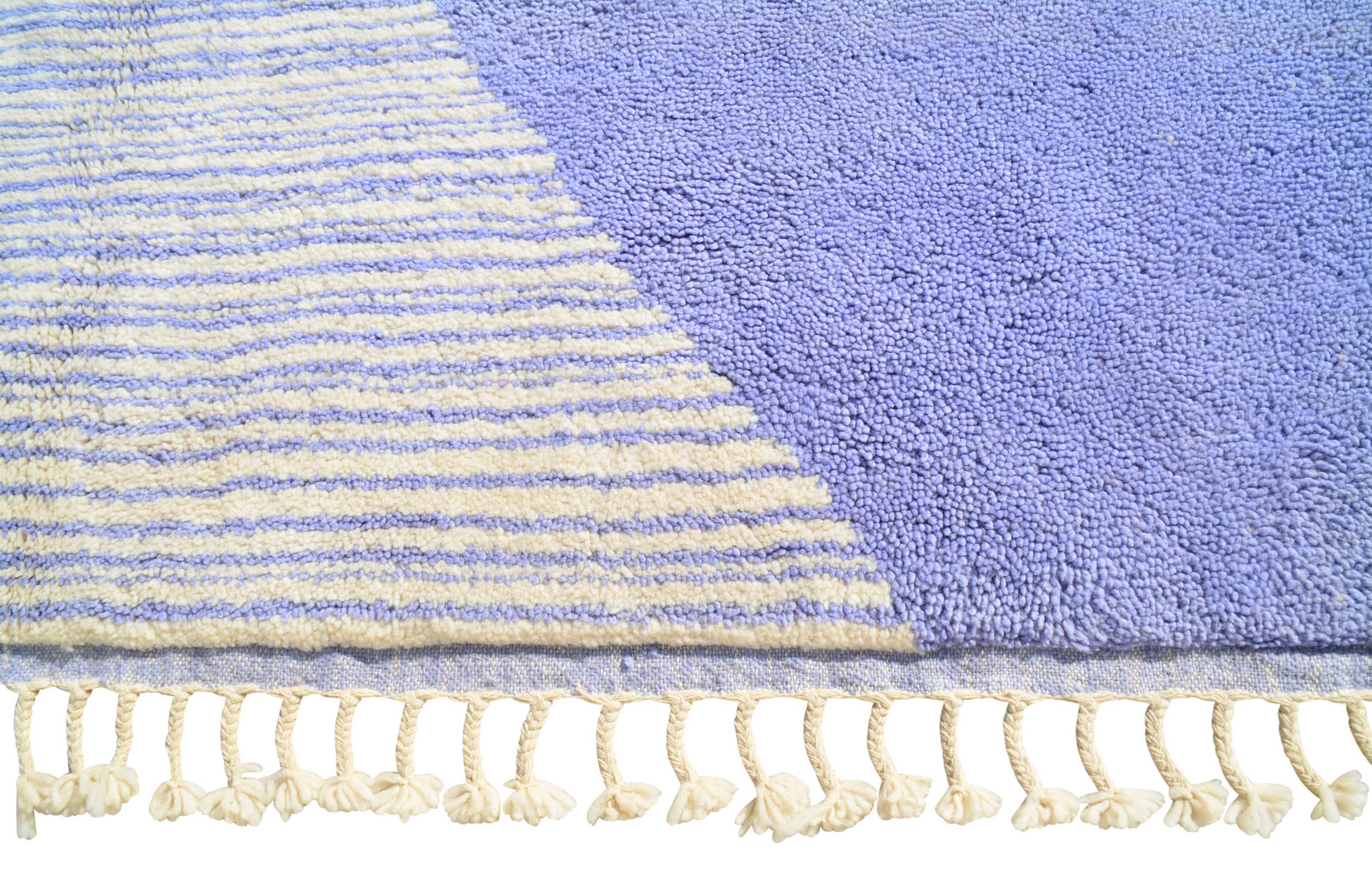 Twins (8'0" x 10'6") - Abstract Lavender & White Geometric Pyramid Azilal Rug - Image 3