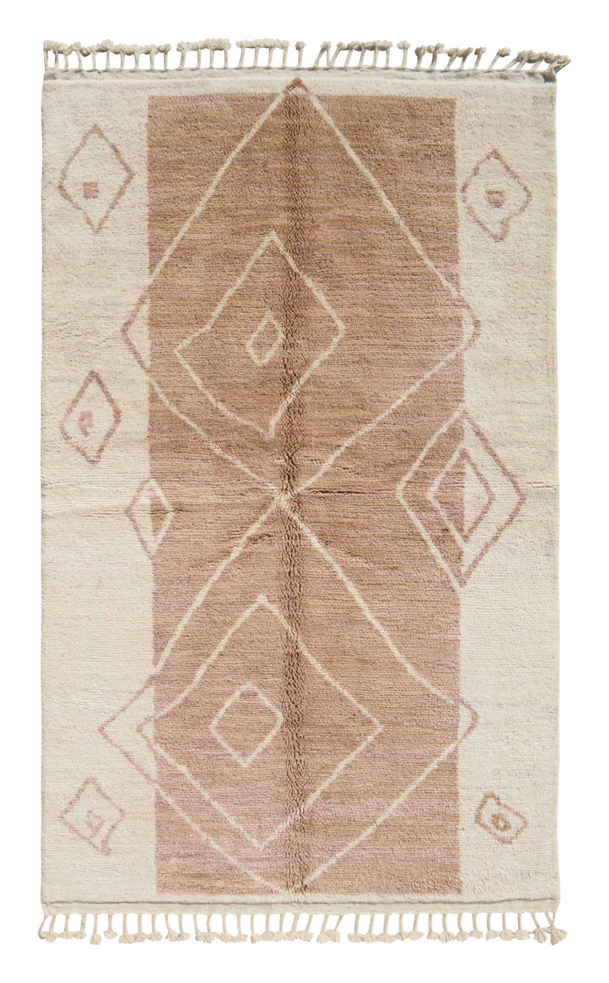 Velvety (5'2" x 8'2") - Soft Lavender & Cream Geometric Azilal Rug