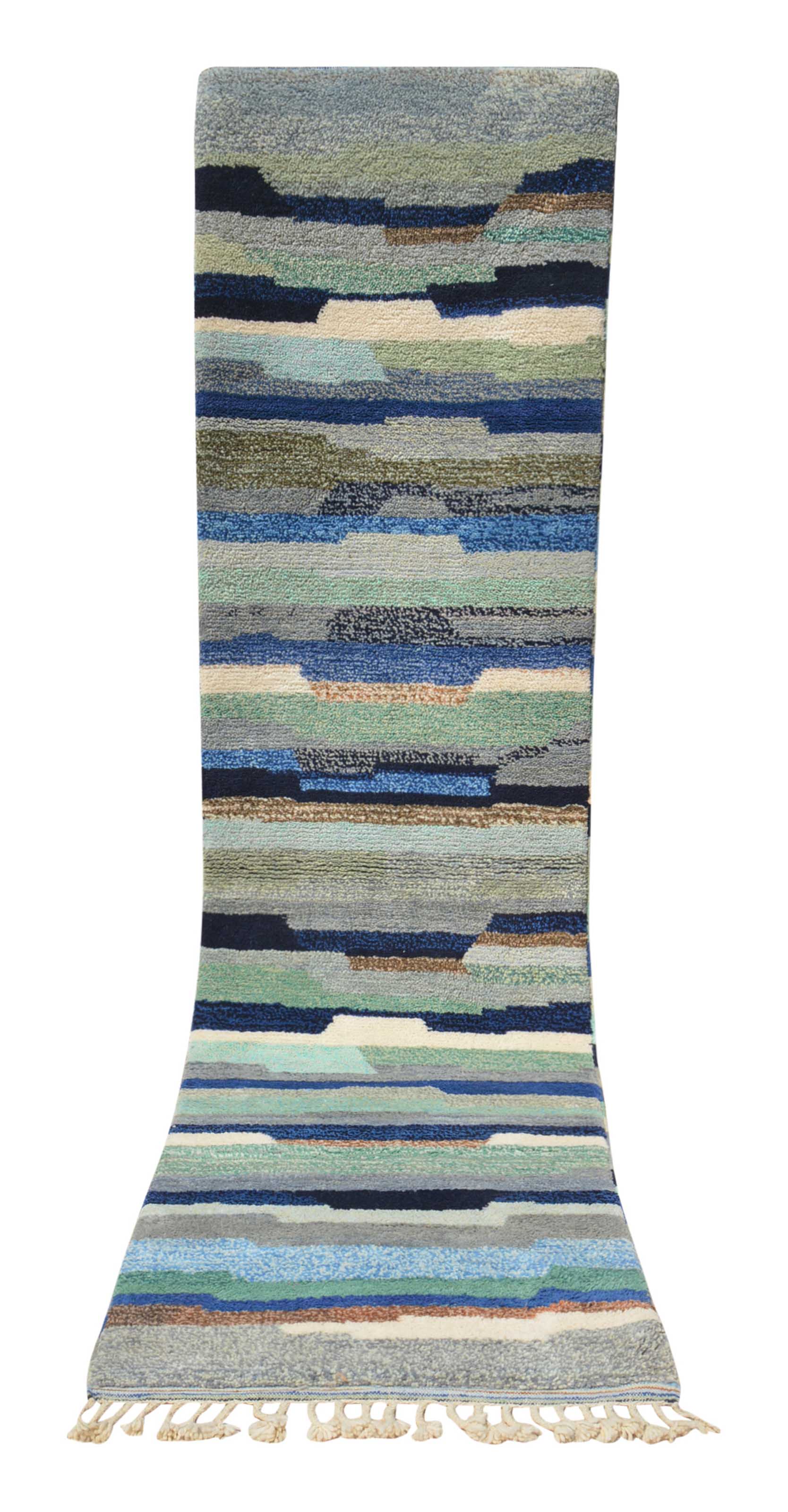 Wave (2'6" x 9'6") - Modern Coastal Berber Runner - Hand-Knotted Wool - Image 6