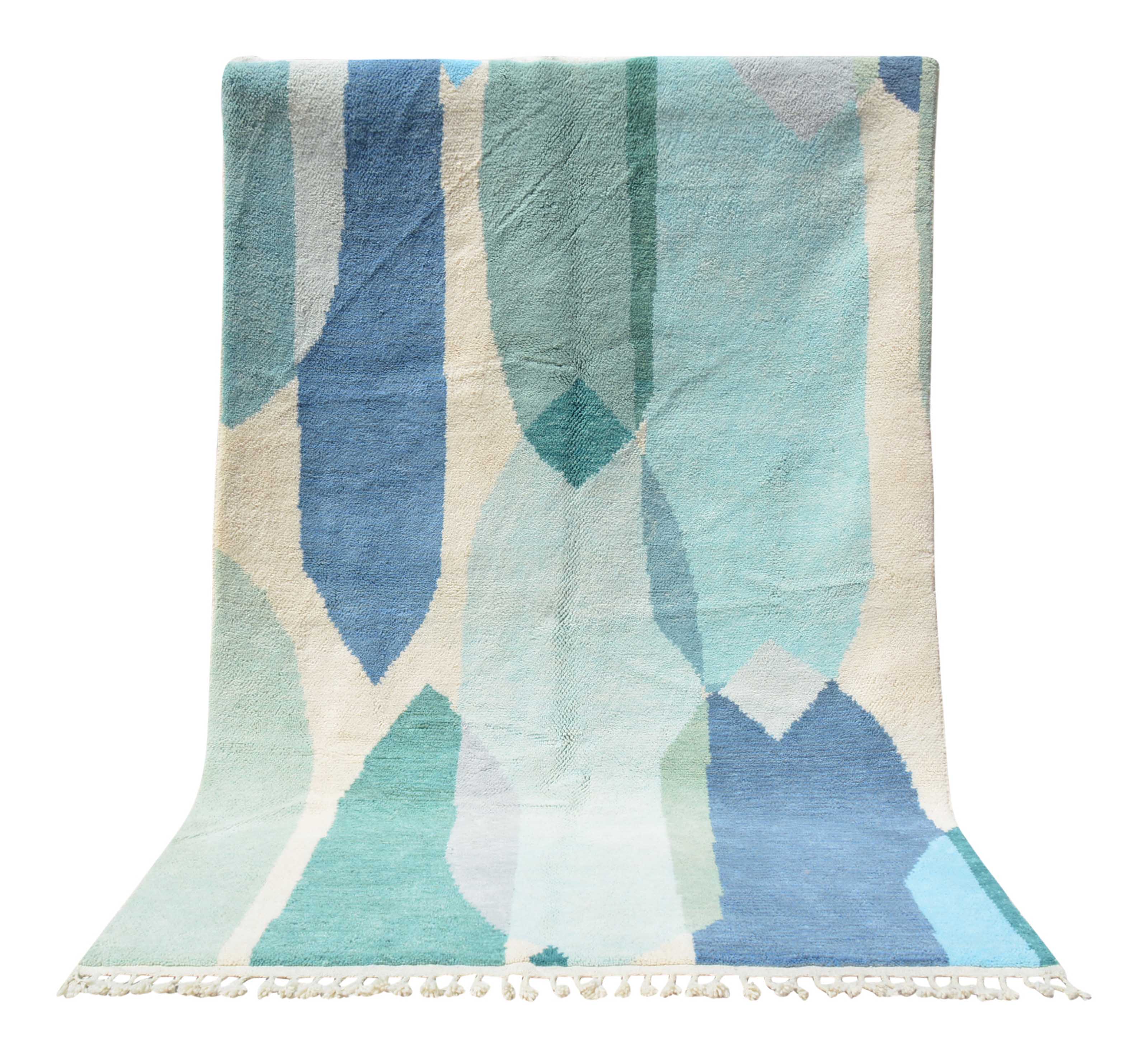 Winter Break (6'2" x 9'0") - Abstract Blue & Green Azilal Rug - Hand-Dyed Wool - Image 5