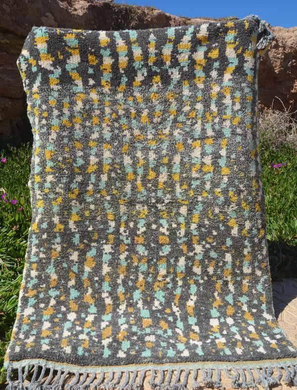 Woodlands (3'10" x 5'8") - Bold Abstract Charcoal & Ivory Beni Ourain Rug - Image 6