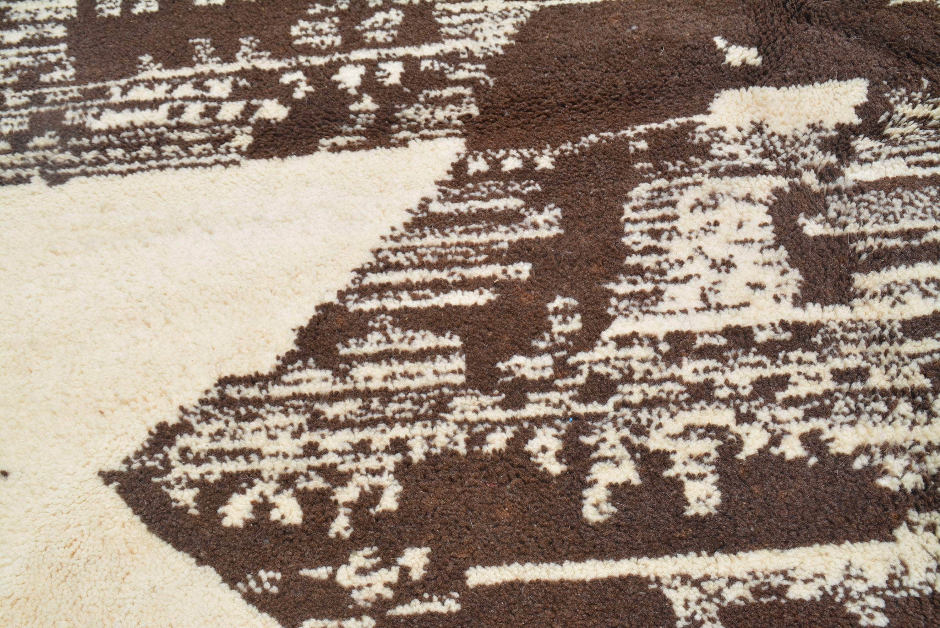 Worn Path (8'2" x 10'4") - Abstract Dark Brown & Cream Distressed Diamond Azilal Rug - Image 2