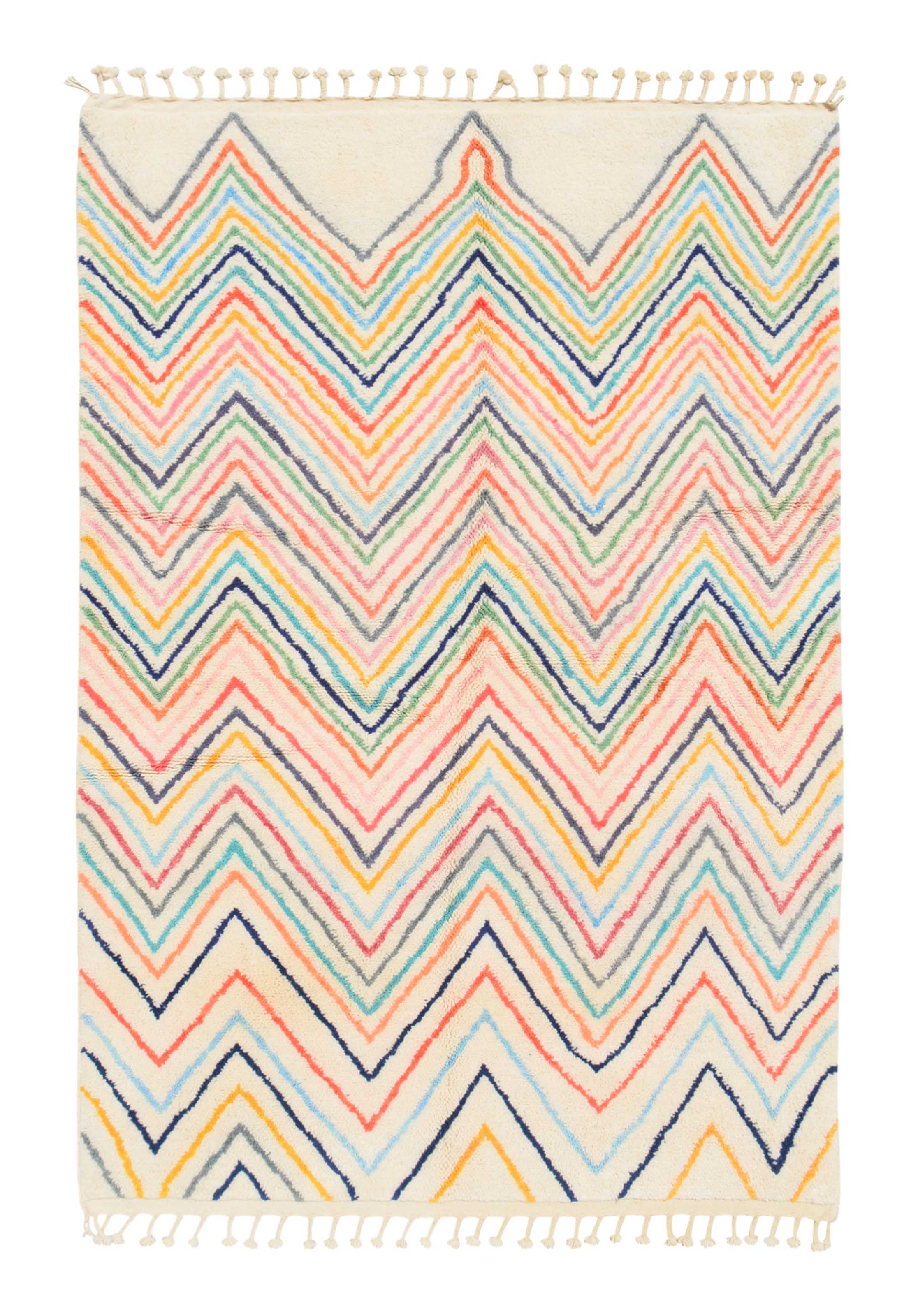 Zigzag Carnival (6'0" x 8'10") - Multicolor Chevron Geometric Azilal Rug
