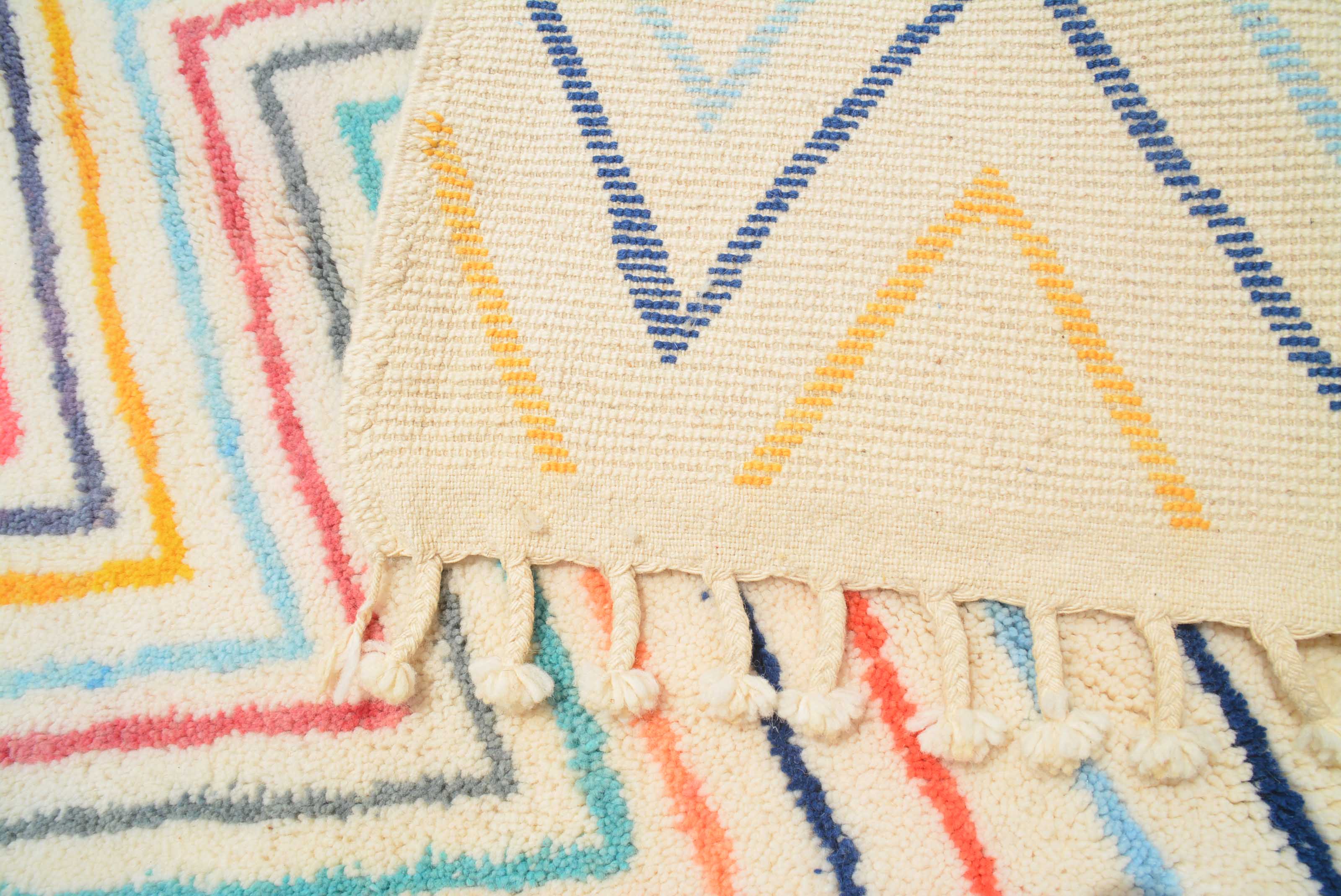 Zigzag Carnival (6'0" x 8'10") - Multicolor Chevron Geometric Azilal Rug - Image 4